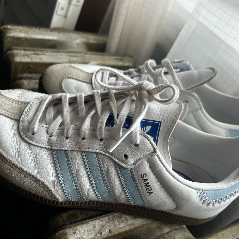 Adidas Samba White and Blue Men's Shoes